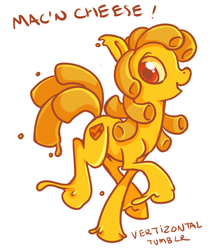 Size: 579x673 | Tagged: safe, artist:vertizontal, food pony, original species, 30 minute art challenge, female, macaroni and cheese, ponified, simple background, solo, white background