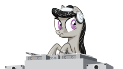 Size: 8000x4500 | Tagged: safe, artist:justablankflank, octavia melody, earth pony, pony, g4, absurd resolution, female, scrunchy face, simple background, solo, transparent background, turntable