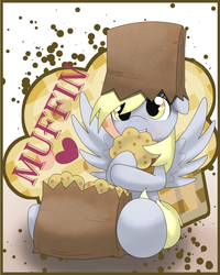 Size: 900x1125 | Tagged: safe, artist:hoyeechun, derpy hooves, pegasus, pony, g4, female, mare, muffin, that pony sure does love muffins