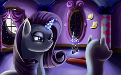 Size: 1417x886 | Tagged: safe, artist:yavaho155, rarity, pony, g4, carousel boutique, fabric, mannequin, needle, solo, thread