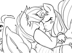 Size: 1280x940 | Tagged: safe, artist:sweethd, applejack, rainbow dash, earth pony, pegasus, pony, g4, duo, female, kiss on the lips, kissing, lesbian, mare, piercing, ship:appledash, shipping