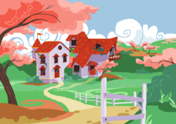 Size: 1100x776 | Tagged: safe, artist:roseyposeyprissypony, house, scenery