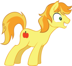 Size: 900x822 | Tagged: artist needed, safe, braeburn, earth pony, pony, g4, male, simple background, smiling, solo, stallion, transparent background, vector