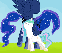 Size: 812x694 | Tagged: safe, artist:she-doom, princess celestia, princess luna, g4, role reversal