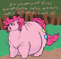 Size: 368x361 | Tagged: safe, artist:stonershy, pinkie pie, earth pony, pony, g4, fat, female, mare, morbidly obese, obese, piggy pie, pudgy pie, stretchmarks