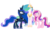 Size: 4000x2292 | Tagged: dead source, safe, artist:draikjack, princess cadance, princess celestia, princess luna, alicorn, pony, princess molestia, g4, alicorn triarchy, colored wings, concave belly, crown, decadence, female, folded wings, gradient wings, grin, high res, hoof shoes, jewelry, lunaughty, mare, peytral, raised hoof, rapeface, regalia, simple background, slender, smiling, snaplestia, thin, transparent background, trio, trio female, vector, wings