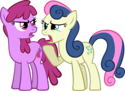 Size: 5000x3657 | Tagged: safe, artist:draikjack, berry punch, berryshine, bon bon, sweetie drops, earth pony, pony, g4, absurd resolution, background pony, bon bon is not amused, duo, duo female, female, mare, simple background, transparent background, vector