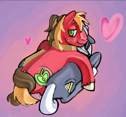 Size: 763x709 | Tagged: safe, artist:sunshine-blitz, big macintosh, caramel, hoity toity, earth pony, pony, g4, gay, heart, hoitymac, male, ot3, ship:caramac, shipping, stallion