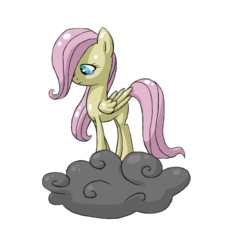 Size: 1000x1100 | Tagged: safe, artist:stridah, fluttershy, pegasus, pony, g4, cloud, female, filly, filly fluttershy, simple background, solo, transparent background, younger