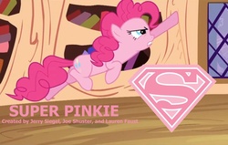 Size: 1100x700 | Tagged: safe, pinkie pie, g4, book, book cover, golden oaks library, male, superman
