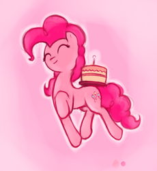 Size: 1011x1100 | Tagged: safe, artist:poptart36, pinkie pie, earth pony, pony, g4, cake, cute, diapinkes, eyes closed, female, mare, pink background, simple background, solo