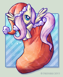 Size: 660x800 | Tagged: dead source, safe, artist:delthero, fluttershy, pony, g4, christmas, female, solo