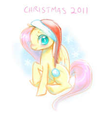 Size: 500x554 | Tagged: safe, artist:sererena, fluttershy, pony, g4, christmas, female, hat, santa hat, solo