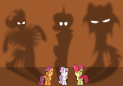 Size: 4628x3246 | Tagged: safe, artist:psyxofthoros, apple bloom, scootaloo, sweetie belle, g4, shadow