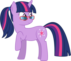 Size: 4500x3846 | Tagged: safe, artist:joey, twilight sparkle, g4, alternate hairstyle, glasses, ponytail, simple background, transparent background, vector