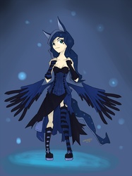 Size: 1500x2004 | Tagged: safe, artist:juanrock, princess luna, human, g4, female, humanized, skinny, solo, thin, winged humanization