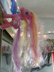 Size: 602x803 | Tagged: safe, artist:zeldatheswordsman, rainbow flash, g3, irl, magnet, photo, super long hair pony, toy