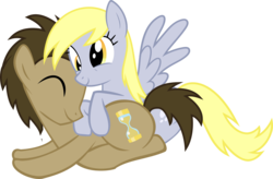 Size: 2399x1570 | Tagged: safe, artist:asdflove, derpy hooves, doctor whooves, time turner, earth pony, pegasus, pony, g4, duo, female, male, mare, ship:doctorderpy, shipping, simple background, stallion, straight, transparent background, vector