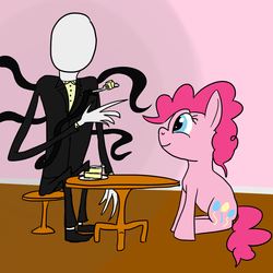 Size: 1000x1000 | Tagged: safe, artist:rapidstrike, pinkie pie, g4, cake, slenderman