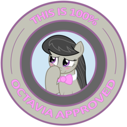 Size: 448x450 | Tagged: dead source, safe, artist:agarwaen117, octavia melody, earth pony, pony, g4, approved, badge, blushing, female, simple background, solo, transparent background