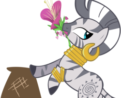 Size: 4735x3838 | Tagged: safe, artist:somepony, zecora, pony, zebra, g4, the cutie pox, female, flower, heart's desire, mare, simple background, solo, transparent background, vector