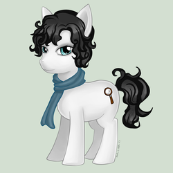 Size: 600x600 | Tagged: safe, artist:noxlamiarum, bbc sherlock, clothes, ponified, scarf, sherlock holmes