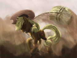 Size: 1024x771 | Tagged: safe, artist:morevespenegas, applejack, g4, hay, rope