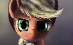 Size: 1920x1200 | Tagged: safe, artist:cesiummagnesium, applejack, earth pony, pony, g4, blushing, colored, cute, detailed, dreamworks face, female, solo