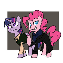 Size: 900x900 | Tagged: safe, artist:eliwood10, pinkie pie, twilight sparkle, g4, bbc sherlock