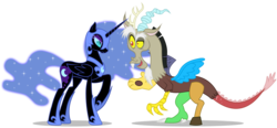 Size: 2800x1300 | Tagged: safe, artist:mixermike622, discord, nightmare moon, g4, simple background, transparent background, vector