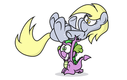 Size: 1650x1047 | Tagged: safe, artist:epulson, derpy hooves, spike, pegasus, pony, g4, female, male, mare