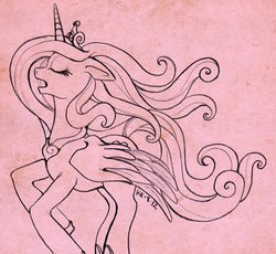 Size: 650x599 | Tagged: safe, artist:stellarina, princess cadance, pony, g4, female, lineart, sketch, solo