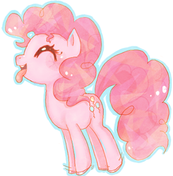 Size: 419x427 | Tagged: safe, artist:pasuteru-usagi, pinkie pie, earth pony, pony, g4, colored hooves, eyes closed, female, jumping, mare, open mouth, outline, profile, simple background, smiling, solo, tongue out, white background