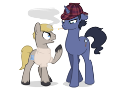 Size: 550x400 | Tagged: safe, artist:naroclie, bbc sherlock, john watson, ponified, sherlock holmes