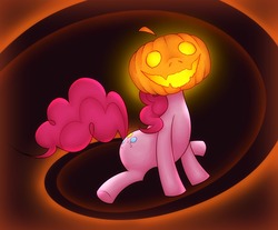 Size: 1100x910 | Tagged: safe, artist:cruxisma, pinkie pie, earth pony, pony, g4, female, halloween, holiday, jack-o-lantern, pumpkin, pumpkin head, solo