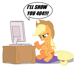 Size: 699x641 | Tagged: safe, applejack, g4, 404, computer, http status code