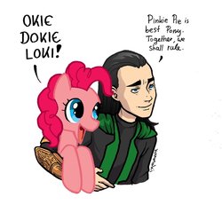 Size: 900x831 | Tagged: safe, artist:koumaki, pinkie pie, g4, crossover, loki, okie doki loki