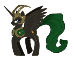 Size: 900x738 | Tagged: safe, artist:rathiain, loki, ponified, simple background, solo, spread wings, transparent background, wings