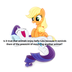 Size: 800x800 | Tagged: safe, applejack, rarity, g4, calibri, female, lesbian, meta, ship:rarijack, shipping, text