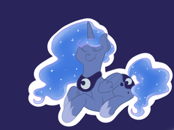 Size: 667x500 | Tagged: safe, artist:girafficorn, princess luna, pony, g4, female, prone, simple background, solo