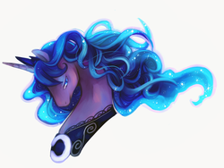 Size: 700x526 | Tagged: source needed, safe, artist:theuselesstoe, princess luna, pony, g4, bust, colored pupils, female, profile, simple background, solo