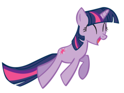 Size: 900x682 | Tagged: safe, artist:chromadancer, twilight sparkle, pony, unicorn, g4, eyes closed, female, jumping, mare, open mouth, simple background, solo, transparent background, unicorn twilight