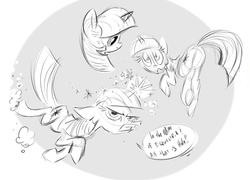 Size: 1106x797 | Tagged: safe, artist:raveneesimo, twilight sparkle, pony, unicorn, g4, butt, disembodied head, female, mare, monochrome, plot, solo