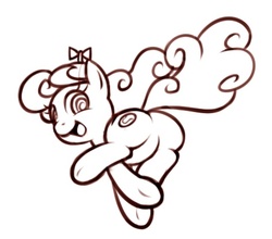 Size: 472x416 | Tagged: safe, artist:darkpandax, screwball, earth pony, pony, g4, butt, female, looking at you, looking back, looking back at you, monochrome, plot, solo