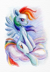 Size: 640x923 | Tagged: safe, artist:maytee, rainbow dash, pegasus, pony, g4, female, solo, traditional art