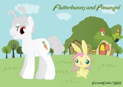 Size: 700x495 | Tagged: safe, artist:caramelcookie, angel bunny, fluttershy, rabbit, g4, angel is a bunny bastard, bunnified, bunnyshy, duo, hilarious in hindsight, ponified, ponified pony pets, role reversal, species swap, this will end in tears