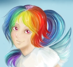 Size: 600x550 | Tagged: safe, artist:na-no-chan, rainbow dash, human, g4, clothes, female, humanized, solo