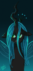 Size: 356x762 | Tagged: dead source, safe, artist:the-majoko, queen chrysalis, changeling, changeling queen, g4, crown, female, jewelry, regalia