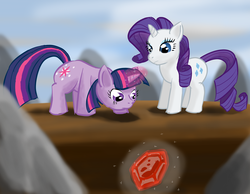 Size: 3600x2800 | Tagged: safe, artist:renigami, rarity, twilight sparkle, g4, gem, high res