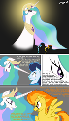 Size: 725x1280 | Tagged: safe, artist:taharon, princess celestia, soarin', spitfire, comic:the wonderbolts, g4, comic, frown, glare, open mouth, spread wings, wide eyes